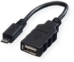 ROLINE USB 2.0 Kabel, USB 2.0 Typ Micro B - Typ A BU, OTG, 0,15 m