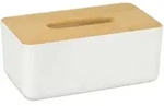 Relaxdays Kosmetikt&uuml;cher Box f&uuml;rs Bad, Kunststoff, Holz-Deckel, nachf&uuml;llbar,