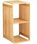 Relaxdays Bambus Regal, abgerundetes Standregal, schmales Badregal mit 3...