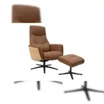 KAWOLA Relaxsessel VANITAS Drehsessel Eiche Leder braun mit Hocker