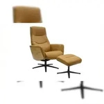 KAWOLA Relaxsessel VANITAS Drehsessel Eiche Leder cognac mit Hocker