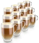 Arendo Thermogl&auml;ser 12er-Set, je 350 ml, doppelwandiges Borosilikatglas, mit Henkel,