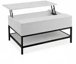 Relaxdays Couchtisch aufklappbar, mit Ablage, Wohnzimmertisch mit Stauraum,