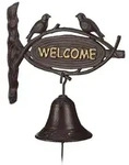 Relaxdays T&uuml;rglocke Gusseisen WELCOME, Antik-Stil, goldene Buchstaben, Schild...