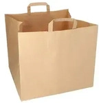 100 Tragetaschen, Papier XXL 33 cm x 37 cm x 34,5 cm braun mit Tragegriff