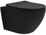 LuxeBath ECD Germany H&auml;nge-WC lang 54 cm Schwarz matt &ndash; sp&uuml;lrandlos, WC-Sitz