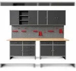 Garagenschrank Werkstatt Set 6tlg., 240cm - Schwarz/Grau