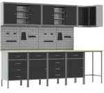 vidaXL 12-tlg. Werkzeugschrank-Set mit Stecktafel Schwarz MDF Metall