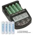 AccuCell ALPHA700 Schnellladeger&auml;t mit LCD-Display inkl. 4x Sanyo HR-4UTG