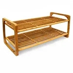 Relaxdays Schuhregal Bambus HxBxT:33x75x33cm, Holz, f&uuml;r 6 Paar, stapelbar, 2