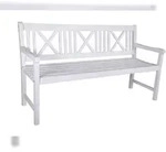 DELUKE Gartenbank NICE 3-Sitzer - 154cm Breit, Eukalyptus, Wei&szlig; | Terrassenbank