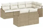 vidaXL Garten-Sofa-Set 7 pcs Beige Poly Rattan