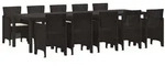 vidaXL Garten Essgruppe mit Kissen 11 pcs Braun und Creme Rattan