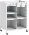 OKWISH Regalwagen aus Metall in Wei&szlig;, 53x34x69,5 cm, mit Rollen, verstellbaren