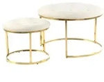 Kayoom Hocker Dido 100 2er-Set Elfenbein / Gold
