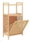 COSTWAY Badezimmer Regal mit Waschkorb, Bambus Regal, Badezimmer Schrank mit 2