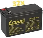 32x Kung Long WP7,2-12A F2 AGM-Akkus 12V 7,2Ah &ndash; passend f&uuml;r AEG Protect 1100 BP