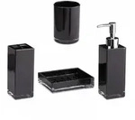 Relaxdays Badaccessoires Set 4-teilig, modern, Zahnputzbecher, Zahnb&uuml;rstenhalter,