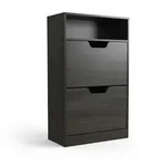 Relaxdays Schuhschrank mit Ablage, HBT 102x60x24 cm, f&uuml;r 8 Paar, 2 Klappen, Flur,