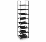 Relaxdays Schuhregal, 8 Ebenen, HBT: 140x33x33 cm, Metall Schuhablage, Stoff Ablage,