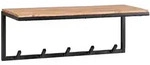 KADIMA DESIGN Design Wandgarderobe Akazie Massivholz / Metall 70x27x30 cm,