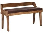 KADIMA DESIGN Sitzbank Echtleder / Massivholz Bank 108x63x43 cm, Polsterbank mit