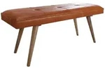 KADIMA DESIGN Sitzbank Ziegenleder / Massivholz Bank 117x51x38 cm im Retro...