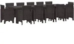 vidaXL Garten Essgruppe 13 pcs Braun Poly Rattan