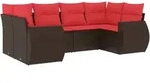 vidaXL 6-teiliges Gartensofa-Set mit Kissen, braun, Polyrattan 3221783