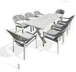 REMARQUABLE ABELLA Wei&szlig;er Aluminium-Gartentisch mit Sinterstone-Platte und 8