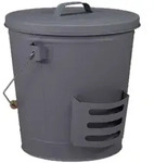 Relaxdays Ascheeimer mit Deckel & Schaufel, Stahl, Holzgriff, 19 Liter,