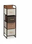 Relaxdays Schubladenschrank, 4 Stoff F&auml;cher, schmal, mit Griffen, Ablage,