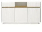 STILVORA Sideboard Holz Wei&szlig; 140x40x85 cm mit LED, 2 Schubladen und...