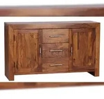 KADIMA DESIGN Sideboard Massivholz Sheesham Kommode 118 cm 3 Schubladen 2 T&uuml;ren