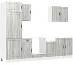 vidaXL 7-tlg. K&uuml;chenschrank-Set Porto Grau Sonoma Holzwerkstoff