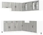 vidaXL 11-tlg. K&uuml;chenschrank-Set Lucca Grau Sonoma Holzwerkstoff