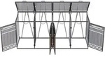 OKWISH 4er-M&uuml;lltonnenbox Eisen Schwarz, wetterfest, mit hydraulischem Deckel,