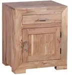 KADIMA DESIGN Nachttisch MUMBAI Massivholz Akazie Design Nachtkommode 60 cm mit