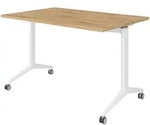b&uuml;m&ouml; Seminartisch klappbar fahrbar 120x80 cm Asteiche, Gestell wei&szlig; - Klapptisch