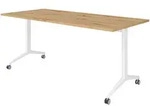 b&uuml;m&ouml; Seminartisch klappbar fahrbar 180x80 cm Asteiche, Gestell wei&szlig; - Klapptisch