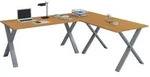 VCM Schreibtisch Lona Silber / Buche H. 76 x B. 190 x T. 190 cm