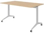 b&uuml;m&ouml; Seminartisch klappbar fahrbar 140x80 cm Eiche, Gestell silber - Klapptisch