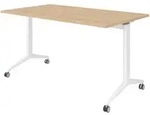 b&uuml;m&ouml; Seminartisch klappbar fahrbar 140x80 cm Eiche, Gestell wei&szlig; - Klapptisch