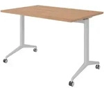 b&uuml;m&ouml; Seminartisch klappbar fahrbar 120x80 cm Nussbaum, Gestell silber - Klapptisch