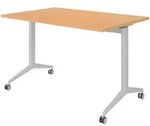 b&uuml;m&ouml; Seminartisch klappbar fahrbar 120x80 cm Buche, Gestell silber - Klapptisch