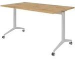 b&uuml;m&ouml; Seminartisch klappbar fahrbar 140x80 cm Asteiche, Gestell silber - Klapptisch