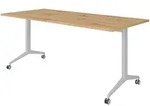 b&uuml;m&ouml; Seminartisch klappbar fahrbar 180x80 cm Asteiche, Gestell silber - Klapptisch