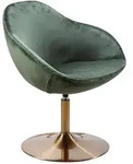 KADIMA DESIGN Loungesessel SIRAN Samt Gr&uuml;n / Gold 70x79x70 cm Design Drehstuhl,