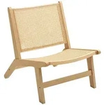 OKWISH Sessel armlos Naturholz 70x64x74 cm mit Rattan Sitz und R&uuml;cken, stabiler