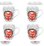 4er Set Kaffeebecher Herz 35cl Herzbecher Becher Herztasse Kaffeetasse Porzellan